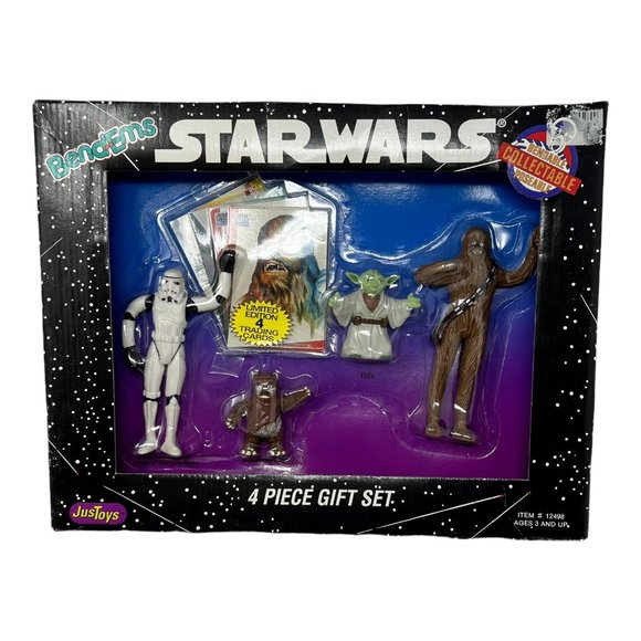 Star Wars Other - Star Wars JusToys 4 Piece Set Bend-Ems Yoda Chewbacca Ewok Stormtrooper VTG
